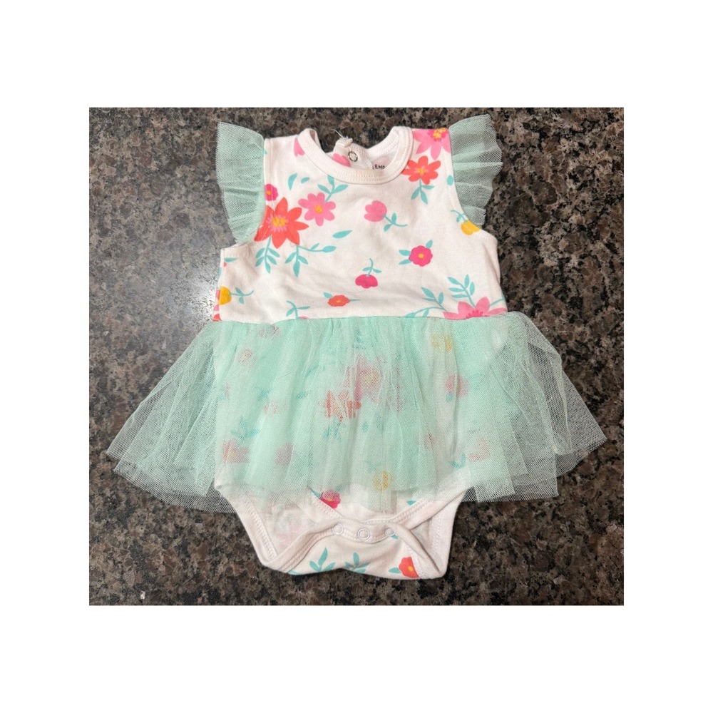 Emporio Baby Floral Tutu Bodysuit Mint Green Tulle 3/6M White Pink Orange Flower